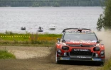 Sébastien Ogier (Citroën) lors du rallye de Finlande, à Jyvaskyla, le 2 août 2019
