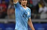 L'attaquant de l'Uruguay Edinson Cavani exulte après avoir inscrit un but contre l'Equateur lors de la Copa America, le 16 juin 2019 à Belo Horizonte