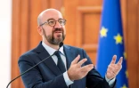 Le président du Conseil européen Charles Michel lors d'une conférence de presse à Chisinau le 4 mai 2022
