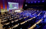 Le ministre français de la Transition écologique Francois de Rugy lors de l'ouverture du Plateforme intergouvernementale scientifique et politique sur la biodiversité et les services écosystémiques (IPBES) à Paris le 29 avril 2019