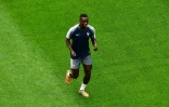 Le défenseur des Bleus Benjamin Mendy lors d'une séance d'entraînement, le 9 juillet 2018 à Saint-Pétersbourg