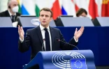 Le président français Emmanuel Macron au Parlement européen, le 19 janvier 2022 à Strasbourg