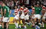 L'ailier japonais Kenki Fukuoka vient d'inscrire l'essai de la victoire historique du Japon contre l'Irlande, le 28 septembre 2019 Ă Shizuoka