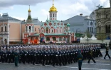 missiles balistiques russes Yars lors Défilé militaire pour le 77e anniversaire de la victoire sur l'Allemagne nazie en 1945, le 9 mai 2022 à Moscou