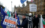 Des pro et anti-Brexit manifestent devant le Parlement, le 14 janvier 2019 Ă Londres
