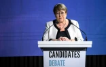 L'ancienne présidente chilienne Michelle Bachelet, lors d'un débat organisé à Genève le 9 juin 2026.