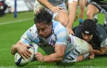 Le centre et capitaine du Racing 92, Henry Chavancy, inscrit un essai lors du match de poules de la Coupe d'Europe face aux Ospreys, à Swansea, le 7 décembre 2019