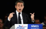 L'ex-président français et candidat à la primaire de droite Nicolas Sarkozy lors d'un meeting électoral à Nîmes, le 18 novembre 2016
