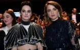 Les actrices françaises Noémie Merlant (G) et Adèle Haenel, lors de la 45e cérémonie des César