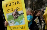 Manifestation de soutien à l'Ukraine devant les Nations unies à New York le 17 février 2022