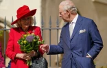 Le roi Charles III et la reine Camilla se rendent à la chapelle Saint-Georges de Windsor pour la messe de Pâques, le 5 avril 2026 