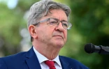 Le dirigeant de LFI Jean-Luc Melenchon lors d'un meeting électoral pour les législatives à Montpellier, le 23 juin 2024