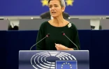 la commissaire européenne à la Concurrence, Margrethe Vestager, au Parlement européen, le 19 octobre 2021 à Strasbourg