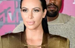 Le rappeur Kanye West (d) et son épouse Kim Kardashian à Los Angeles, le 30 août 2015
