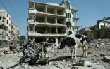 Bâtiment éventré à Douma, principale ville de la Ghouta orientale, près de Damas, le 12 mars 2018