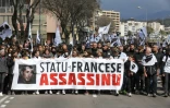 Nouvelle manifestation après le décès d'Yvan Colonna, agressé en prison alors qu'il purgeait une peine à perpétuité pour l'assassinat du préfet Claude Erignac en 1998, le 3 avril 2022 à Ajaccio
