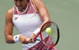 La Française Caroline Garcia lors de son 8e de finale victorieux à l'US Open face à l'Américaine Alison Riske, le 4 septebmre 2022 à New York 