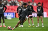Le milieu anglais du Real Madrid Jude Bellingham à l'entraînement à Wembley, le 31 mai 2024 à Londres