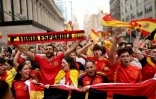 Des supporters espagnols au Madison Square Garden de New York samedi 18 juillet, veille de la finale du Mondial contre l'Argentine.
