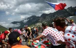 Le coureur cycliste belge Wout Van Aert de l'équipe Jumbo-Visma, emmène l'échappée dans le col du Tourmalet lors de la 6e étape du Tour de France courue jeudi entre Tarbes et Cauterets-Cambasque dans les Pyrénées le 6 juillet 2023