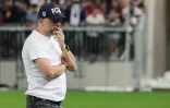 Le président des Girondins Gerard Lopez après l'arrêt du match contre Rodez, le 2 juin 2023 à Bordeaux  