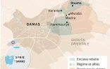 Localisation des zones de contrôle à Damas et dans la Ghouta orientale au 11 mars