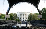 La structure "La Griffe" installée à la Maison Blanche pour accueillir les combats de MMA, le 11 juin 2026 à Washington