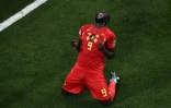 L'attaquant de la Belgique Romelulu Lukaku exulte après la victoire face au Japon en 8e de finale du Mondial, le 2 juillet 2018 à Rostov