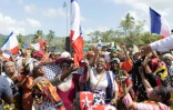 Manifestion de soutien à l'opération Wuambushu, le 27 avril 2023 à Chirongui, sur l'île de Mayotte
