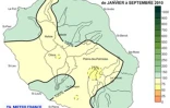 Carte des précipitations sur l'île de janvier à septembre 2010 (Météo France)