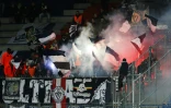 Des supporters bordelais lors du large succès de leur équipe à Caen, le 7 février 2017 au stade Michel-d'Ornano