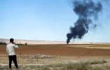Un incendie qui fait rage dans l'installation pétrolière de Zarba à al-Qahtaniyah, dans le nord-est de la Syrie, près de la frontière turque, le 5 octobre 2023