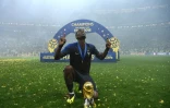 Paul Pogba savoure le triomphe de l'équipe de France, à l'issue du Mondial russe, le 15 juillet 2018 à Moscou