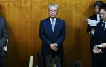 Tsunekazu Takeda, président du Comité olympique japonais, en conférence de presse, le 19 mars 2019 à Tokyo