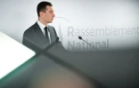 Le président du Rassemblement national, Jordan Bardella, lors d'une conférence de presse à Paris le 4 décembre 2023