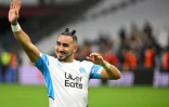 Le milieu de Marseille Dimitri Payet buteur contre Qarabag en barrage aller de Ligue Europa Conférence, le 17 février 2022 au Stade Vélodrome