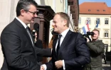 Le Premier ministre croate Tihomir Oreskovic et le président du Conseil européen Donald Tusk, le 2 mars 2016 à Zagreb