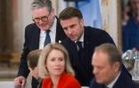 Le Premier ministre britannique Keir Starmer (g), le président français Emmanuel Macron (c), le chef du gouvernement polonais Donald Tusk et la cheffe de la diplomatie européenne, Kaja Kallas, le 3 février 2025 à Bruxelles