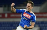 L'attaquant polonais Arkadiusz Milik auteur du tir au but décisif contre la Juventus en finale de la Coupe d'Italie, le 17 juin 2020 à Rome
