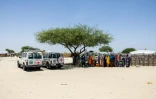 Des femmes font la queue lors d'une distribution d'aide par le Comité international de la Croix-Rouge, dans un camp de déplacés à Kiskra, dans la province du lac Tchad, au Tchad, le 19 juin 2025