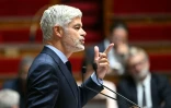Le président des députés LR, Laurent Wauquiez, prononce un discours à l'Assemblée nationale, à Paris, le 8 septembre 2025