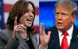 Un montage photo créé le 3 août 2024 avec Kamala Harris à Raleigh le 26 mars 2024, et Donald Trump à Atlanta le 27 juin 2024