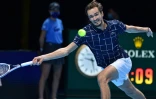 Daniil Medvedev pendant son match contre Rafael Nadal, le 21 novembre 2020 à Londres