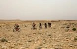 Randonnée à vélo dans le désert israélien du Néguev le 6 mai 2018, près de la ville de Mitzpe Ramon