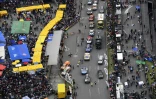 Vue aérienne de la cérémonie du podium du Dakar, le 7 janvier 2017 à La Paz