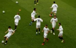 Les Iraniens répètent leurs gammes à la Mordovia Arena de Saransk, le 24 juin 2018, à la veille du match décisif contre le Portugal 
