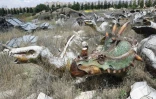 Des statutes de dinosaures au parc "Wonderland Eurasia" Ă l'abandon, le 5 juillet 2021 Ă Ankara, en Turquie