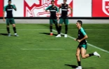Cristiano Ronaldo à l'entraînement avec l'équipe du Portugal à Oeiras, en banlieue de Lisbonne, le 29 mai 2019
