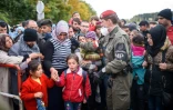 Migrants et réfugiés à le 20 octobre 2015 à Sentilj à la frontière entre la Slovénie et l'Autriche