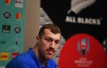 Le deuxième ligne All Black Brodie Retallick en conférence de presse, le 23 septembre 2019 à Tokyo